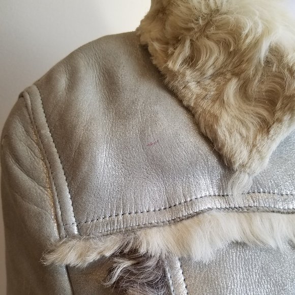 Dolce & Gabbana Italian Silver Leather Coat Jacket Size 24 / 38 - Picture 9 of 16